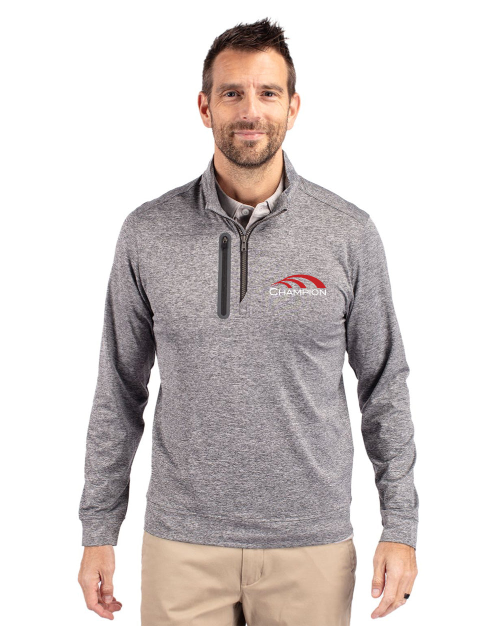Cutter & Buck Stealth Heathered Quarter Zip Mens Pullover
